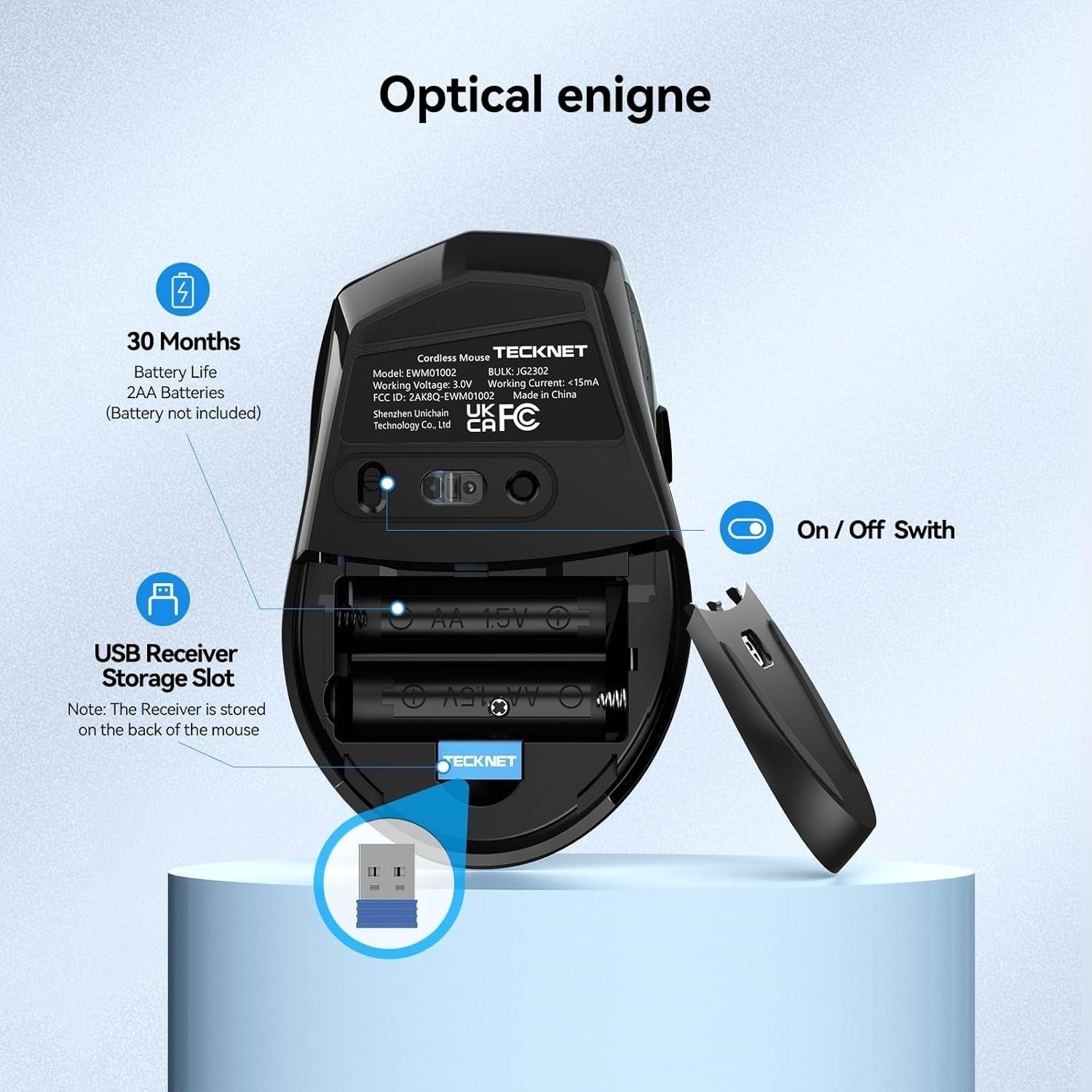 Rechargeable Wireless Mouse 6400 DPI Silent Ergonomic USB Laptop PC