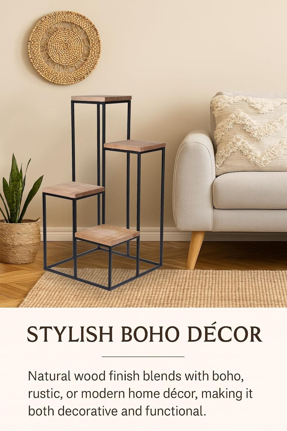 4 Tier Wooden Plant Stand Ladder Shelf Indoor Outdoor Garden Flower Rack
