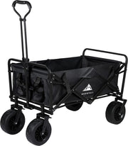 Black Heavy Duty Folding Garden Wagon Large Wheel Outdoor Utility Trolley 80kg