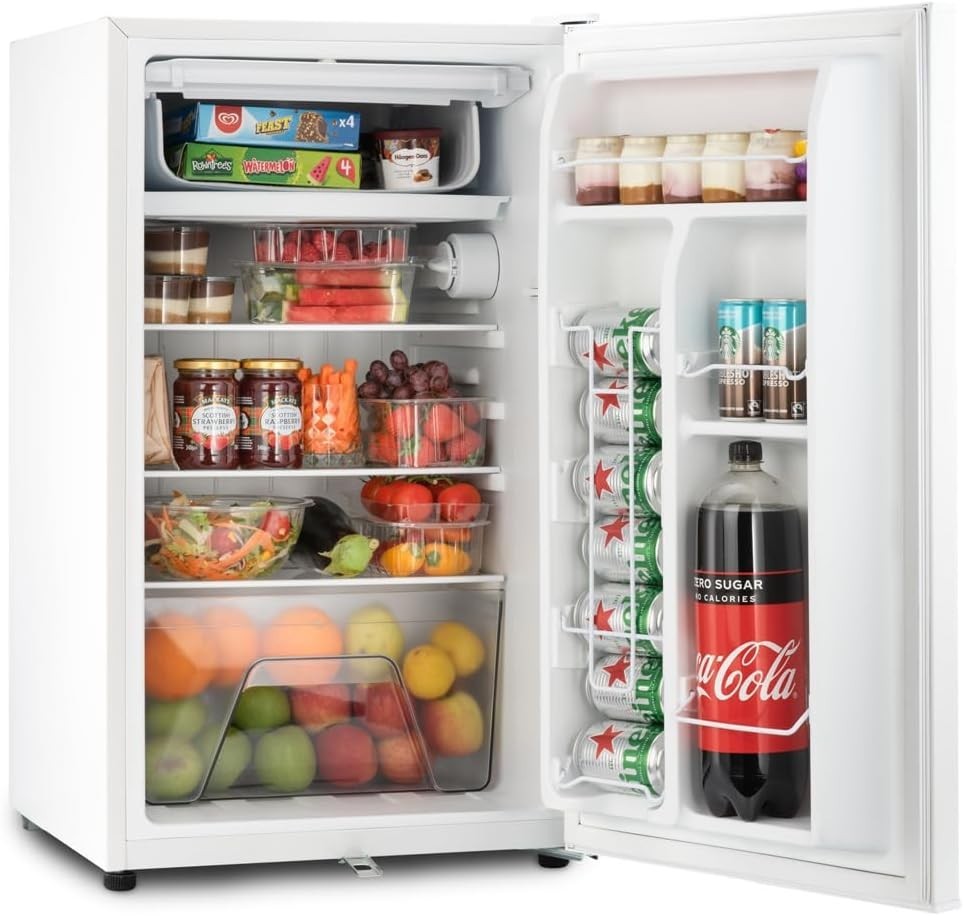95L Under-Counter Fridge LED Lock & Key Low Noise White
