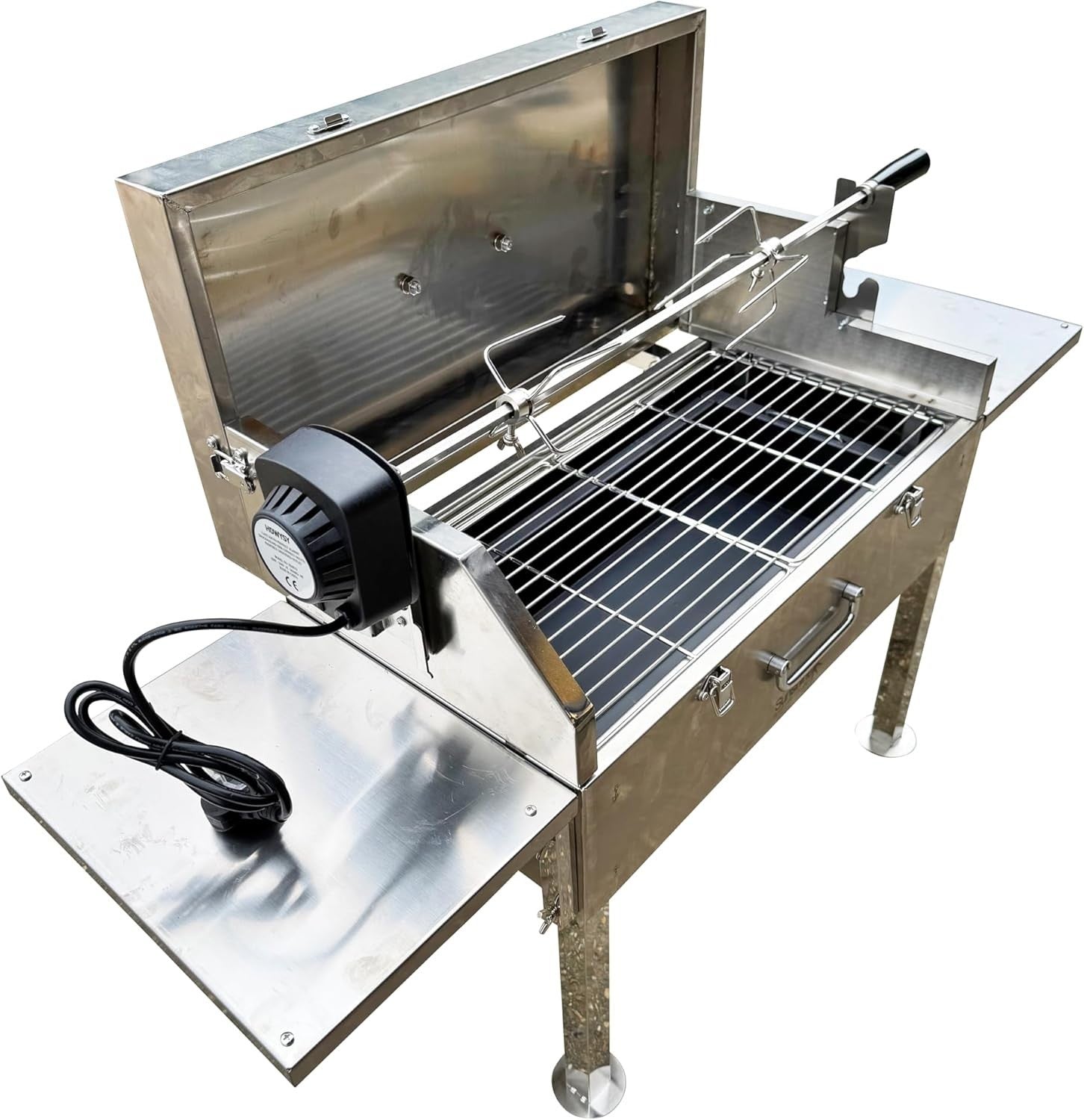 Stainless Steel Rotisserie BBQ Grill Portable Outdoor Charcoal Barbecue