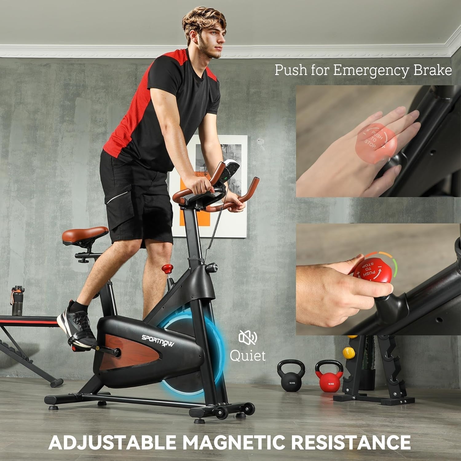Magnetic Indoor Cycling Bike Quiet Belt Drive LCD Adjustable Seat Tablet Holder