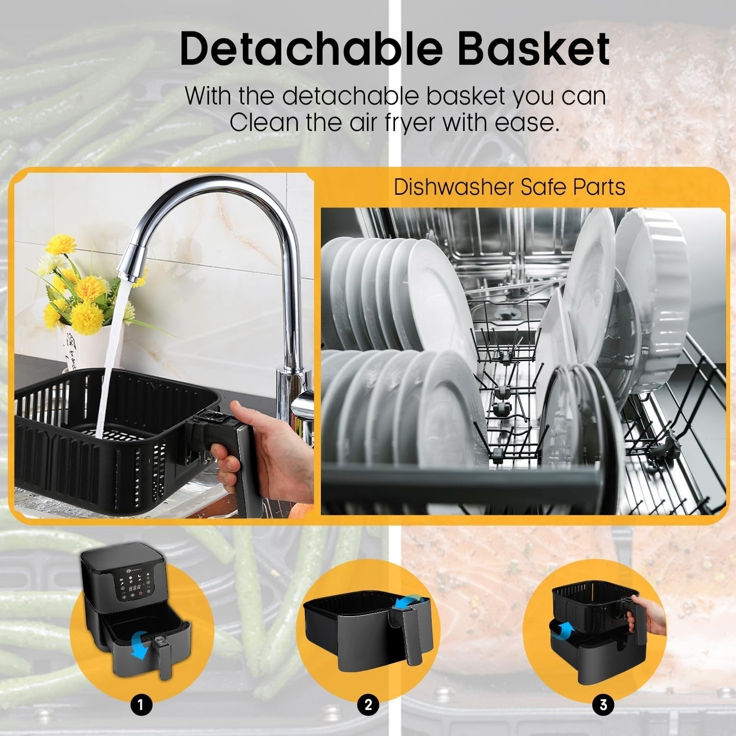 5.5L Digital Air Fryer 1700W | 7 Presets Healthy Oil-Free Cooking + Recipe Book