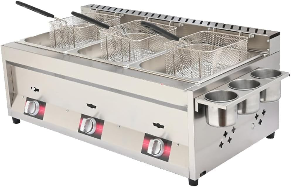 8L Methane Gas Fryer Professional Stainless Steel Fast Heat Flame Dial