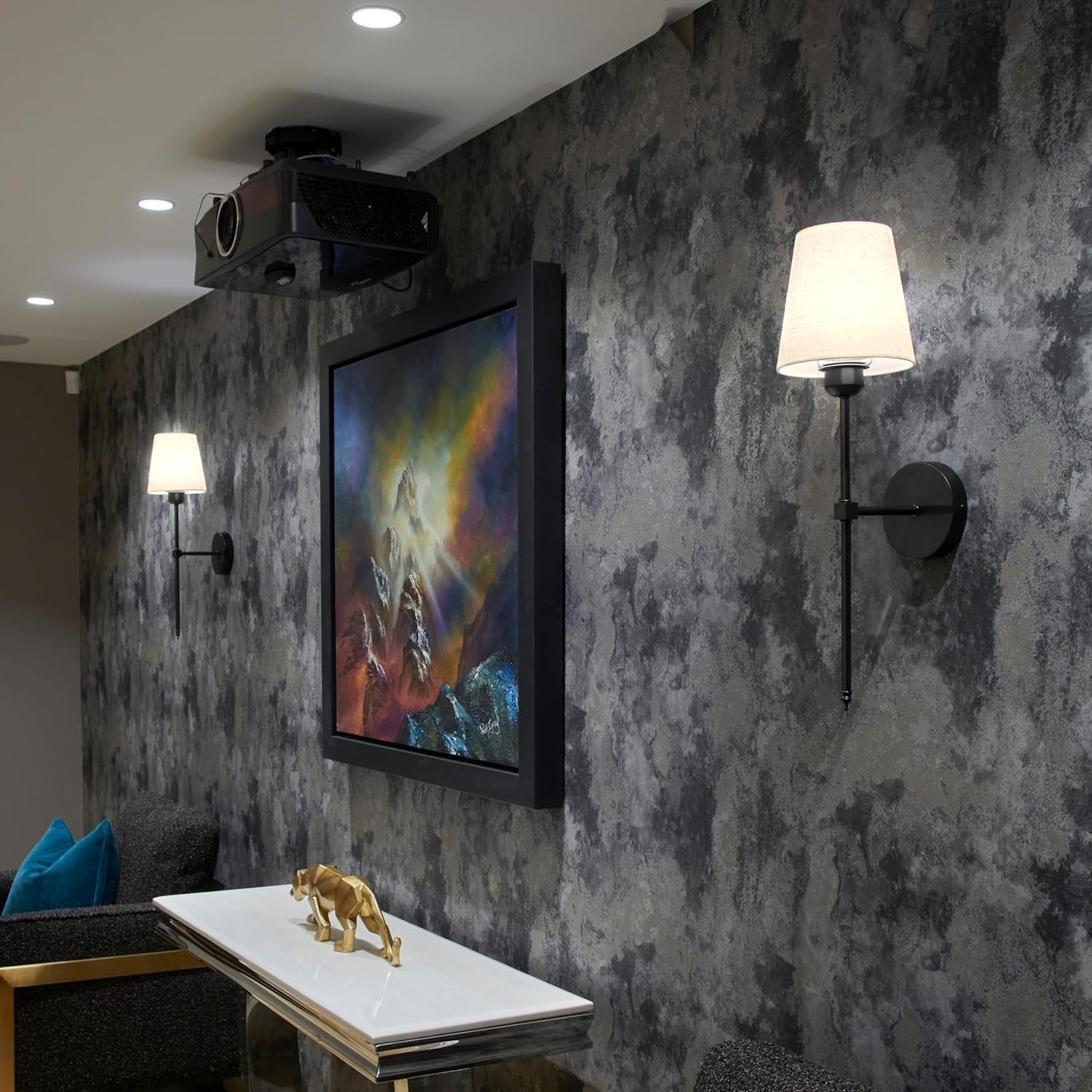 8x LED Wall Lights, Wireless & Dimmable, Rechargeable + Remote Control