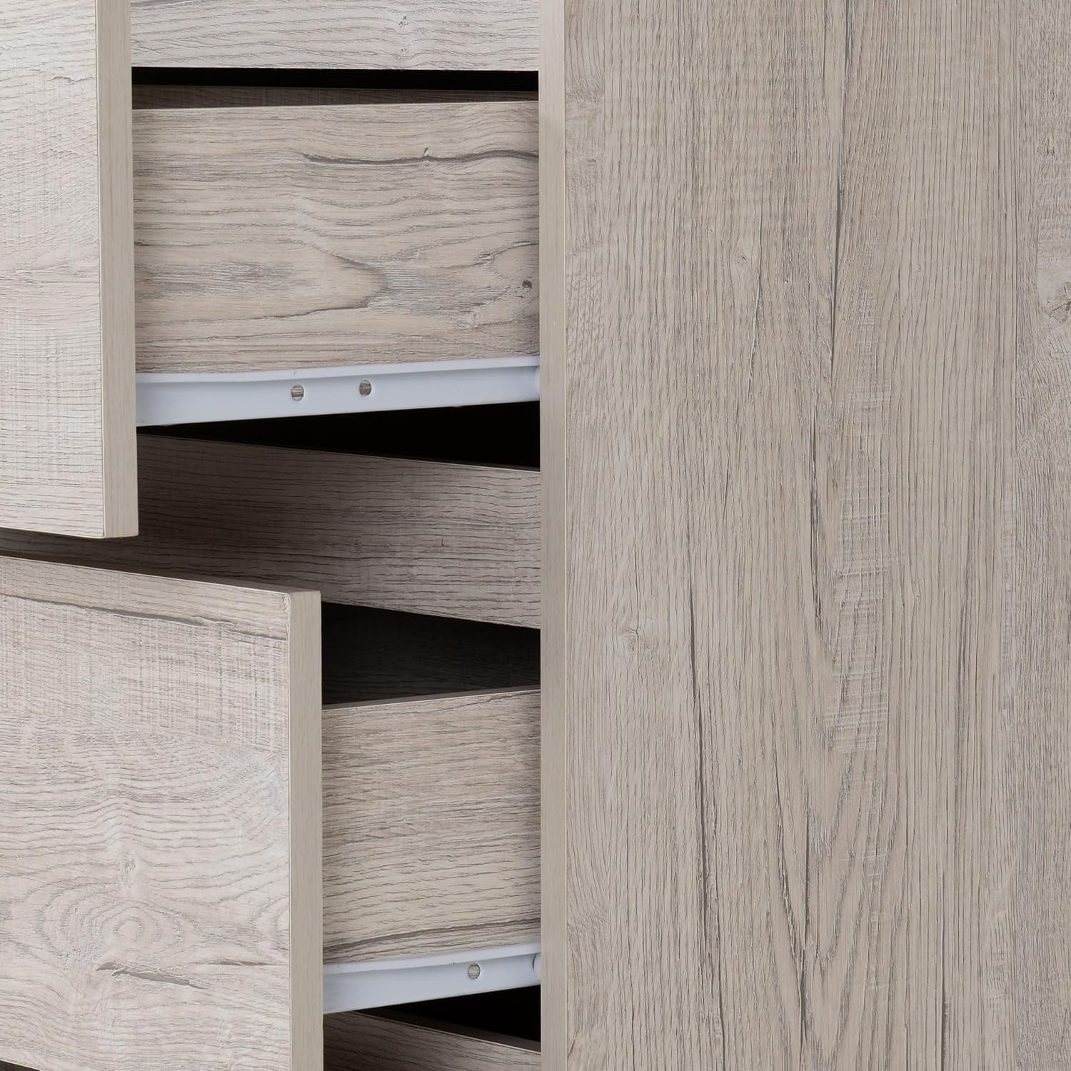 8 Drawer Bedroom Chest Slim Storage Cabinet Urban Snow Finish 121cm Wide