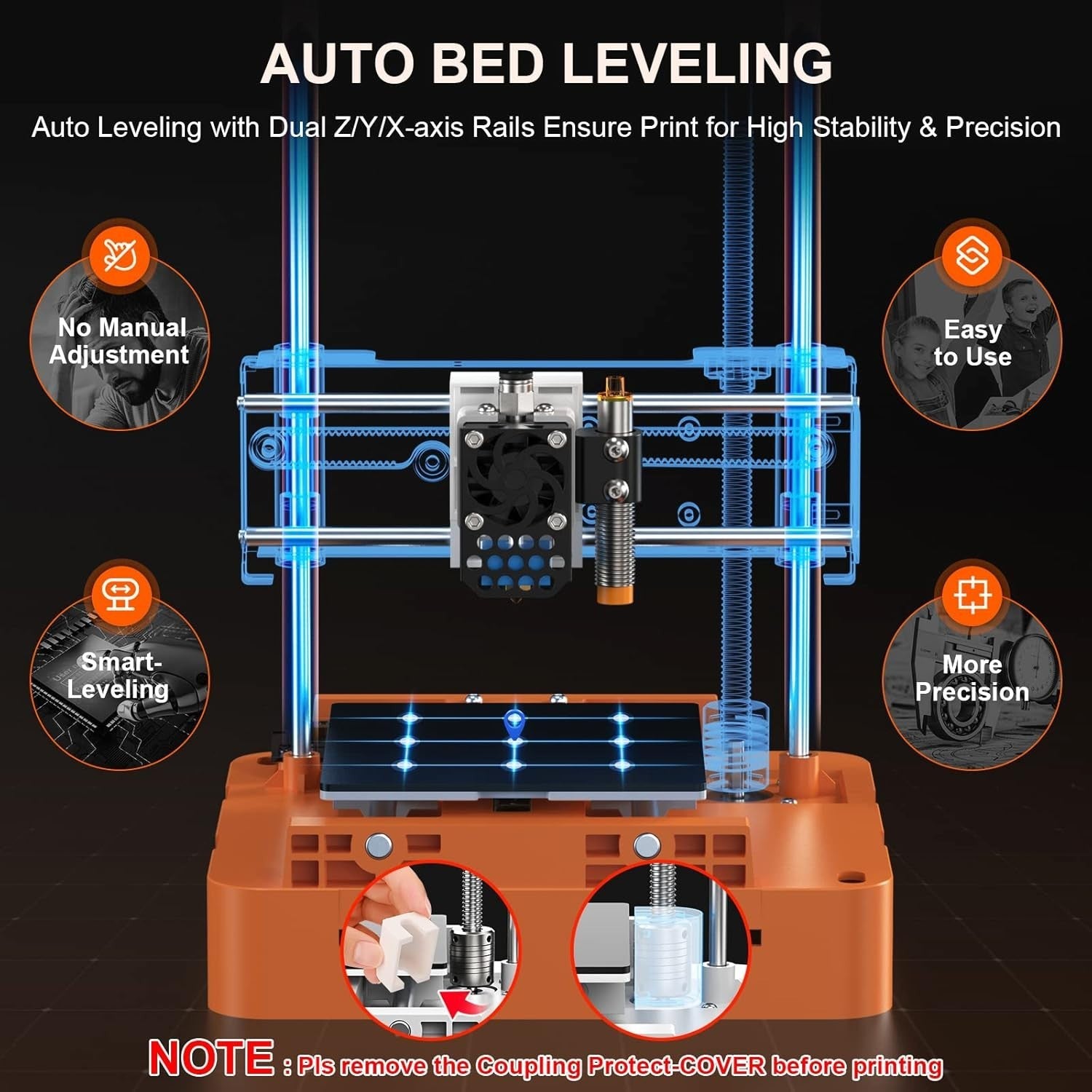 Mini 3D Printer WiFi Auto Leveling PEI Bed Silent DIY