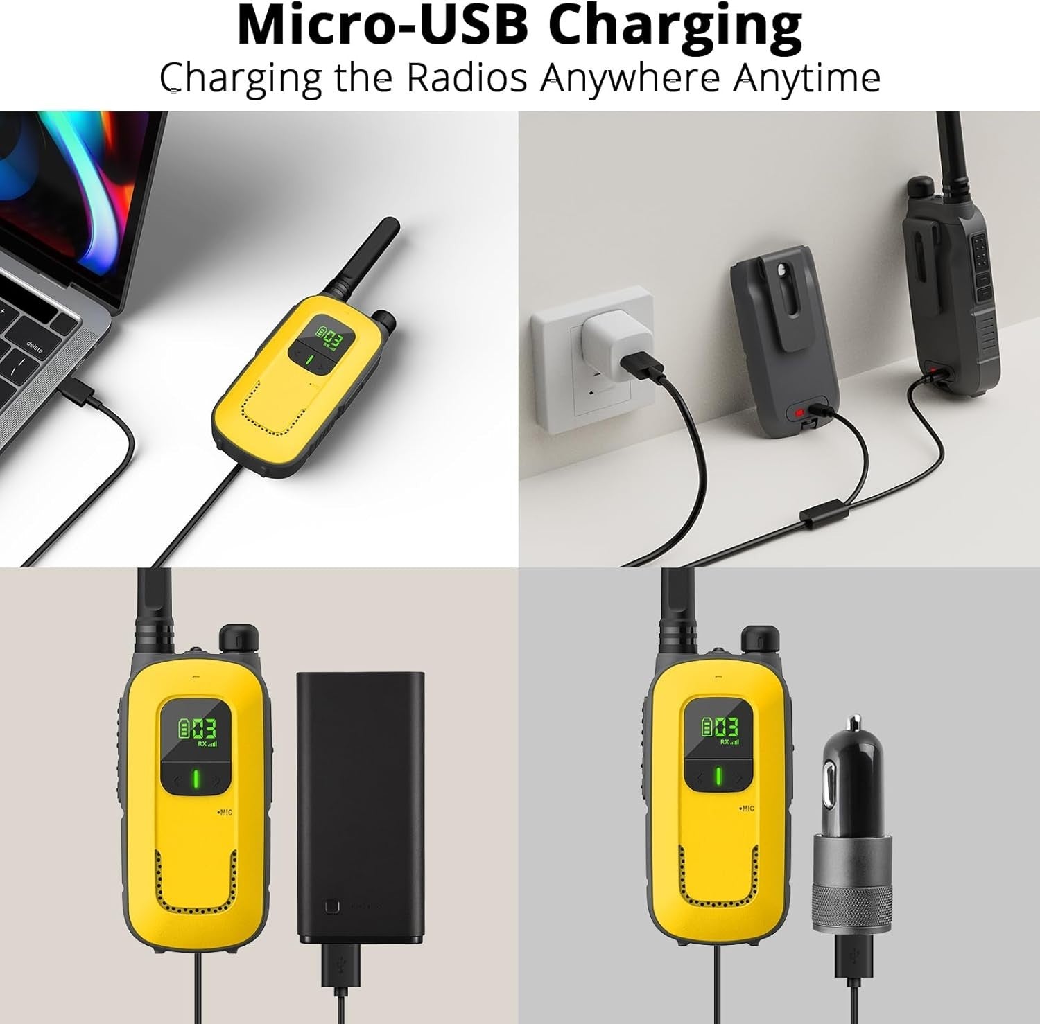 Rechargeable Walkie Talkies 2 Pack PMR446 16CH VOX Flashlight USB