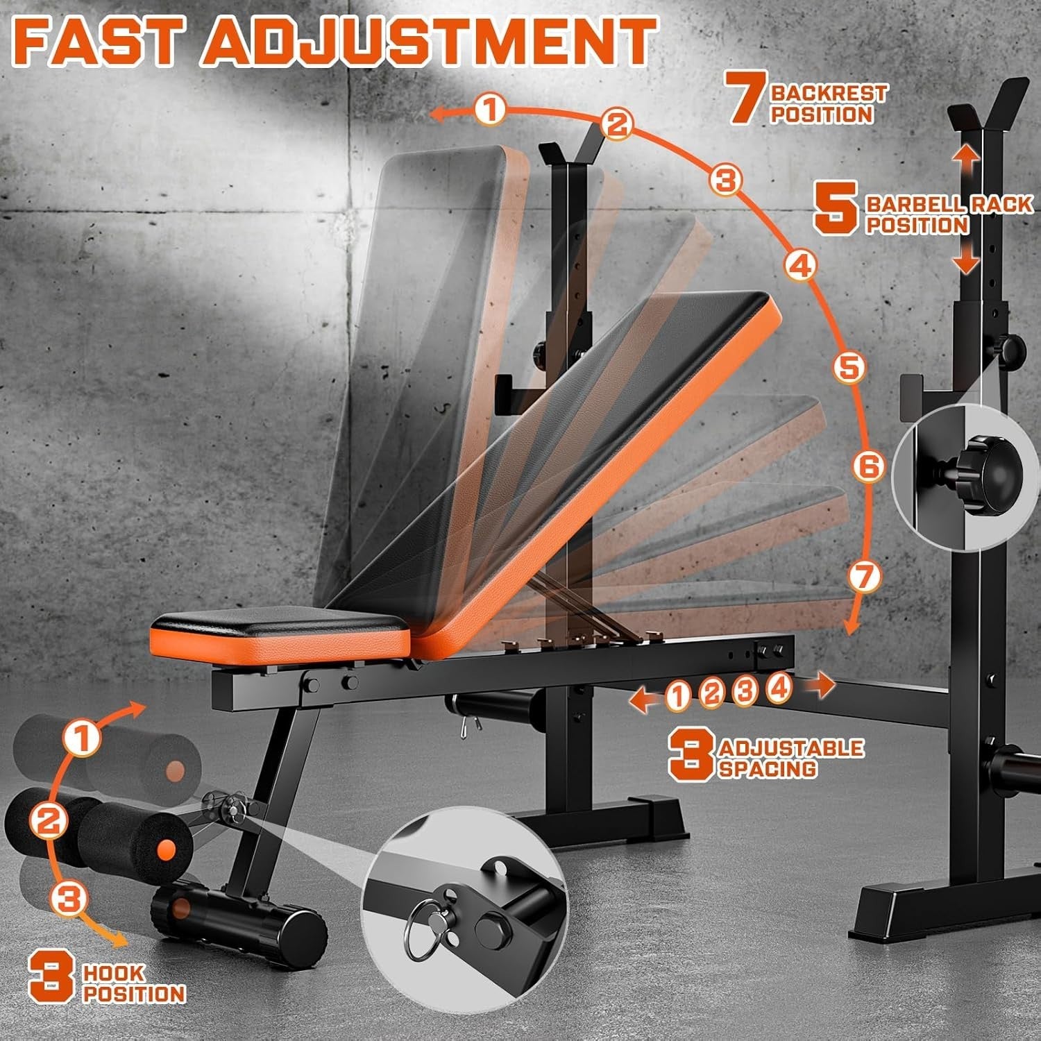 5-in-1 Bench Press & Squat Rack 770lb Adjustable Home Gym System