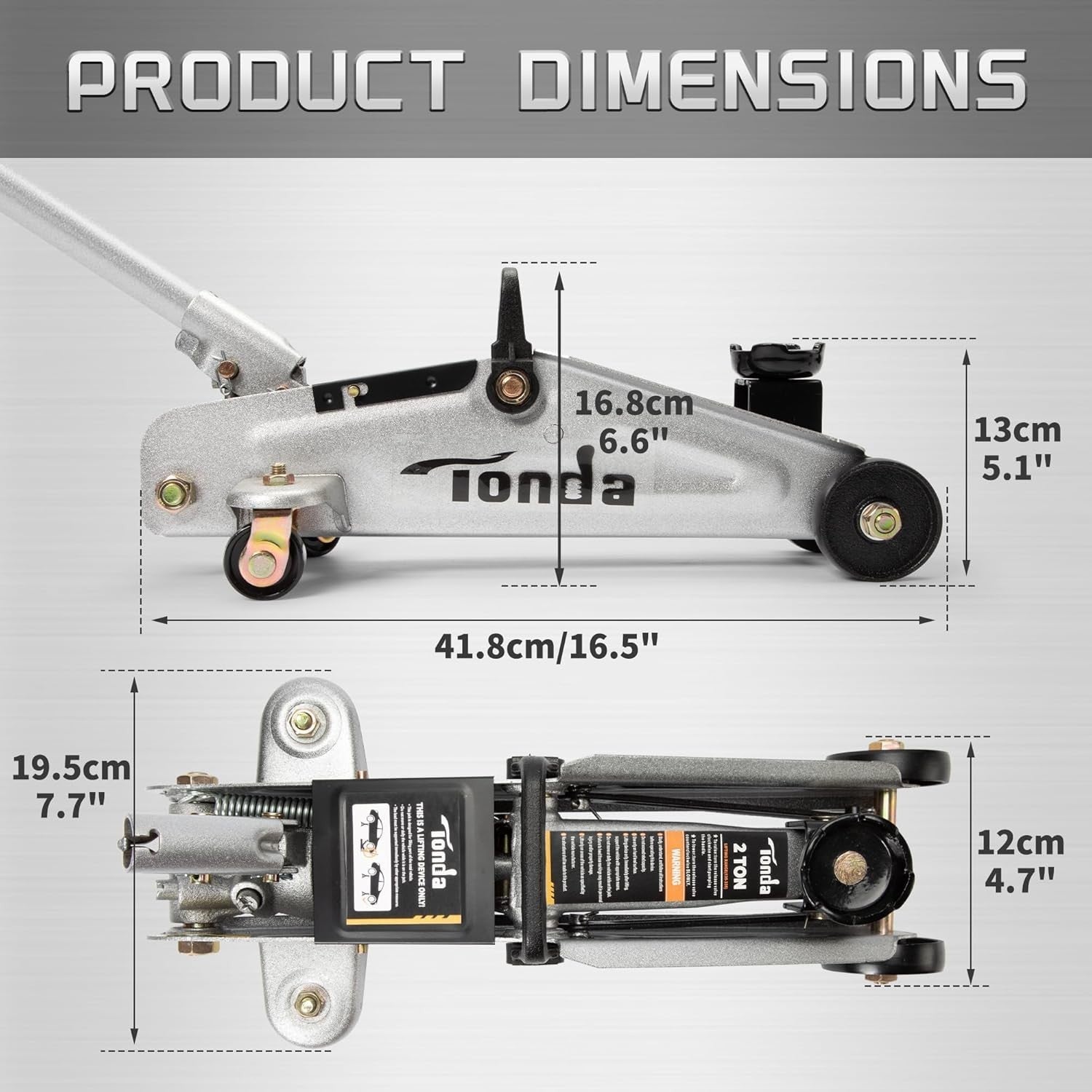 2 Ton Hydraulic Trolley Jack Compact Car Floor Jack 4.9–11.8" Lift for Sedans