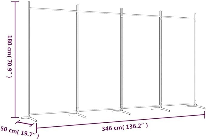 4 Panel Folding Room Divider Anthracite Privacy Screen 346x180cm Fabric