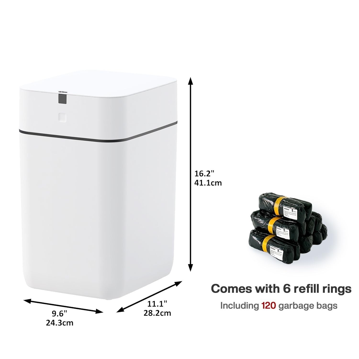 4 Gallon Automatic Self Sealing Trash Can Motion Sensor 15L Black