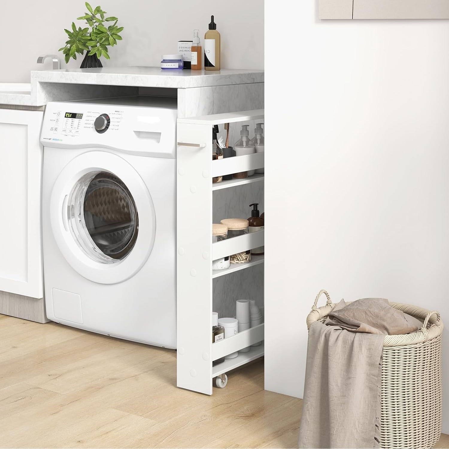 Slim Rolling Storage Trolley 4 Tier Narrow Kitchen Bathroom Wheels