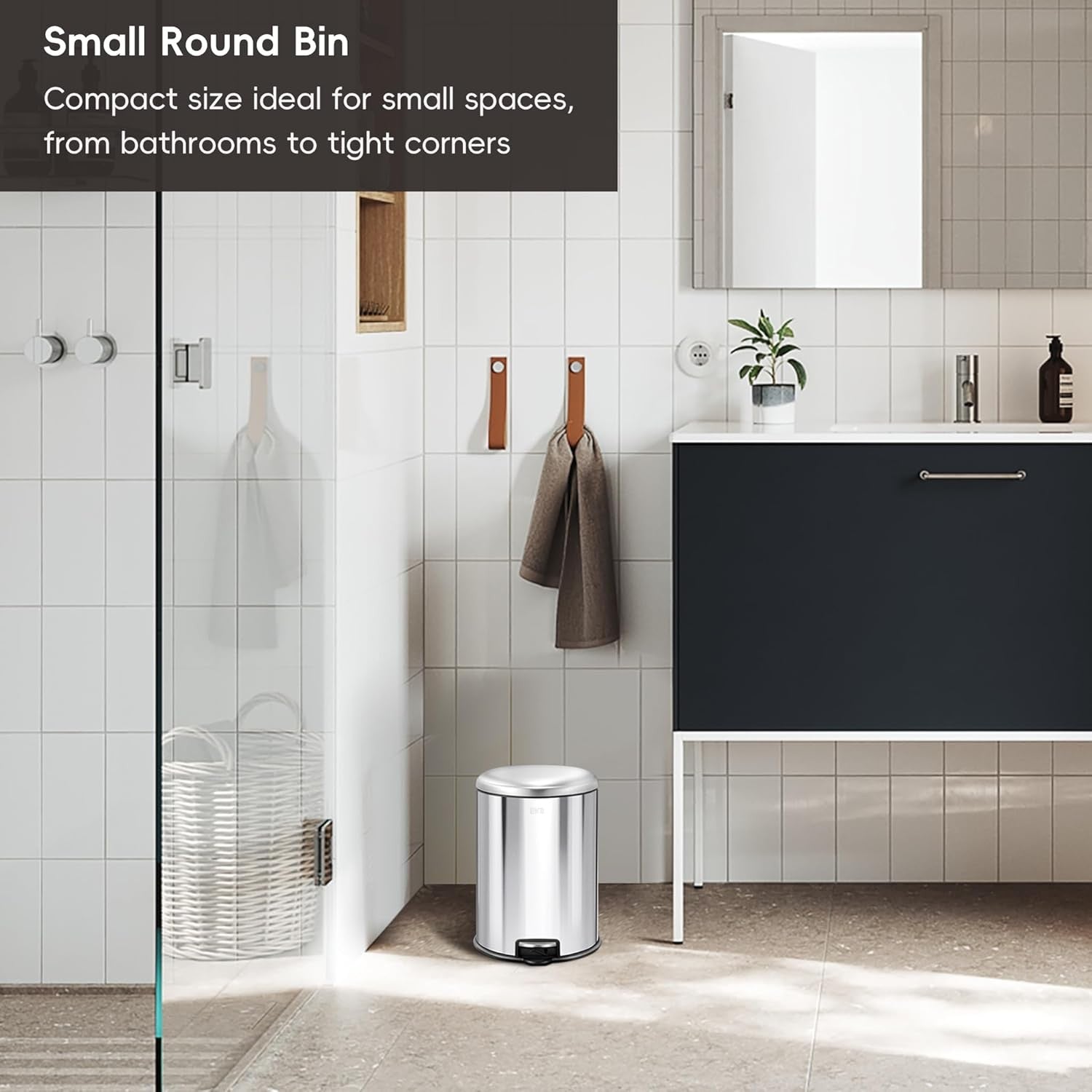3L Stainless Steel Pedal Bin Small Bathroom Bedroom Trash Can