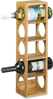 Bamboo Wine Rack 5 Tier Bottle Holder for 5 Bottles Modern Freestanding Storage