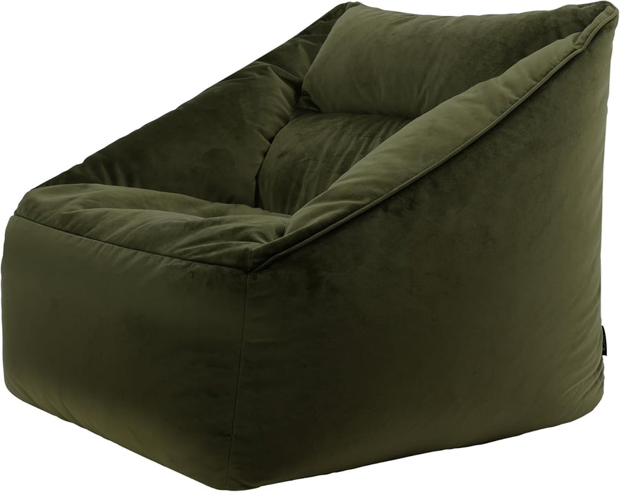 Olive Green Velvet Bean Bag Armchair Adult Lounge Chair Soft Seat Sofa
