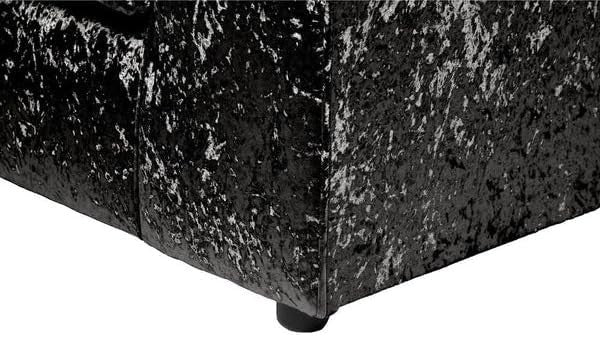 Black 5-Seater L-Shape Sofa Crushed Velvet Scatter Back Cushions Armrest