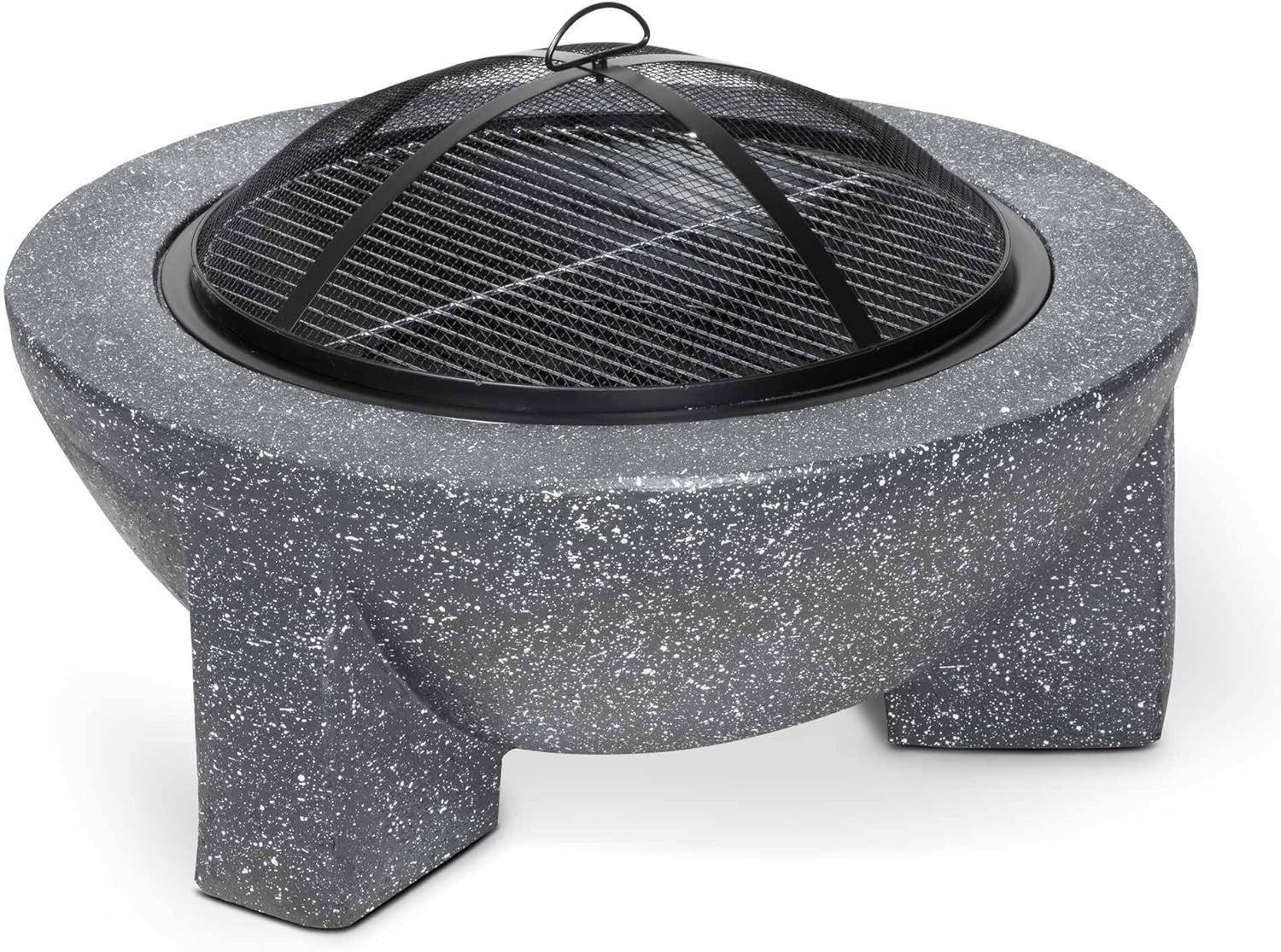 75cm Outdoor Round Fire Pit BBQ Grill with Mesh Safety Lid & Heat-Resistant