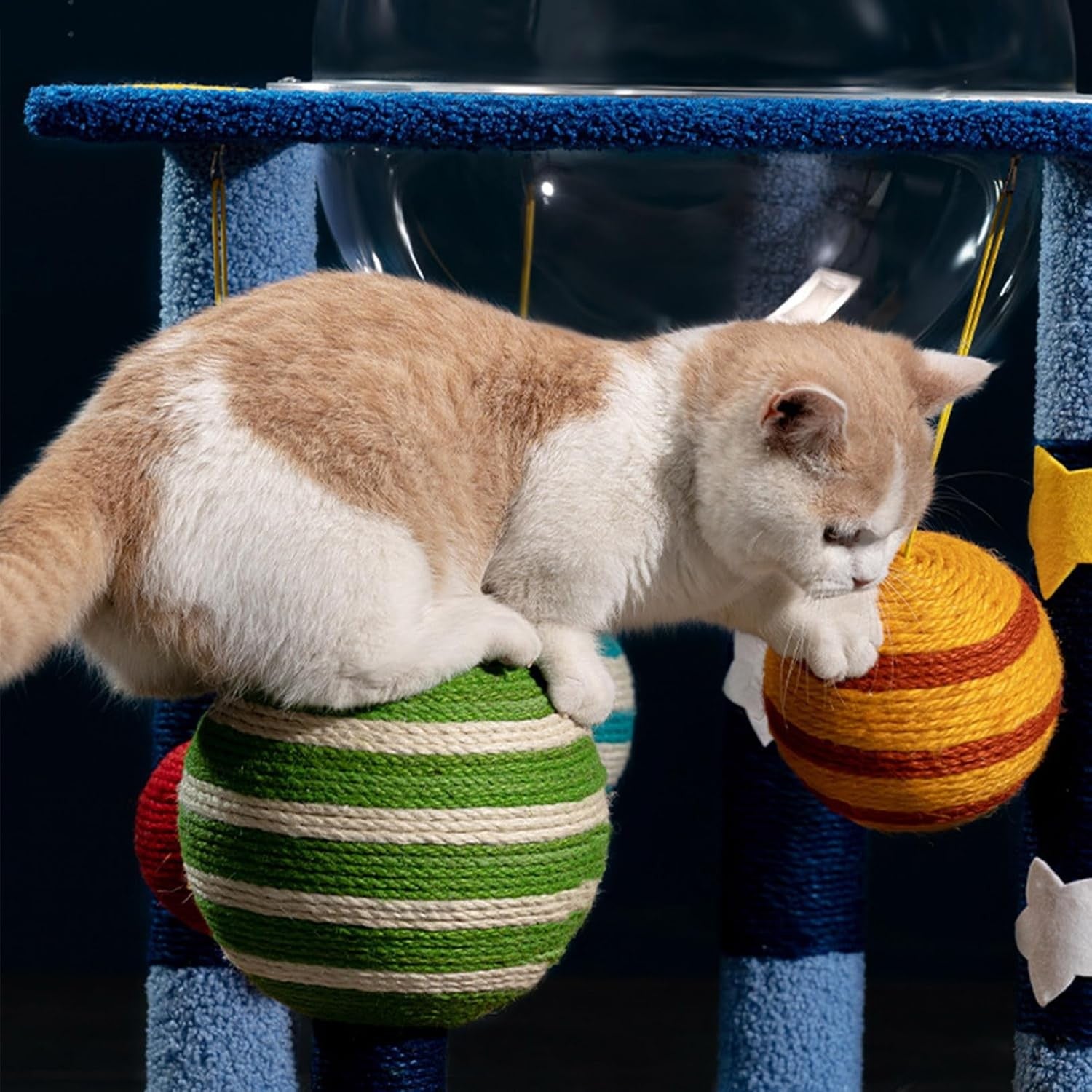 66cm Space Cat Tree Blue Moon Platform Capsule Condo Scratching Tower