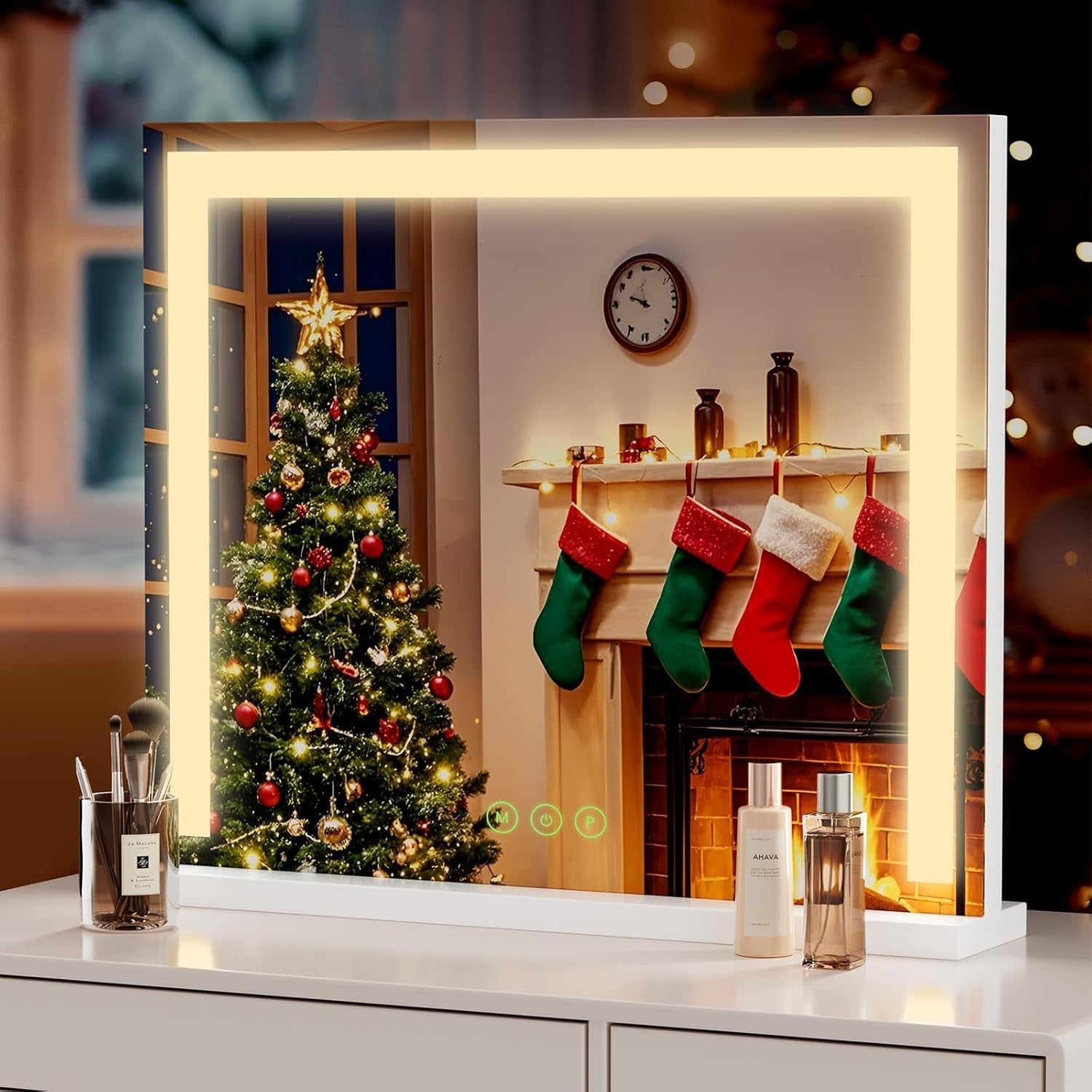 Touch Screen Vanity Mirror 60cm LED Lights 3 Color Dimmable Makeup Mirror