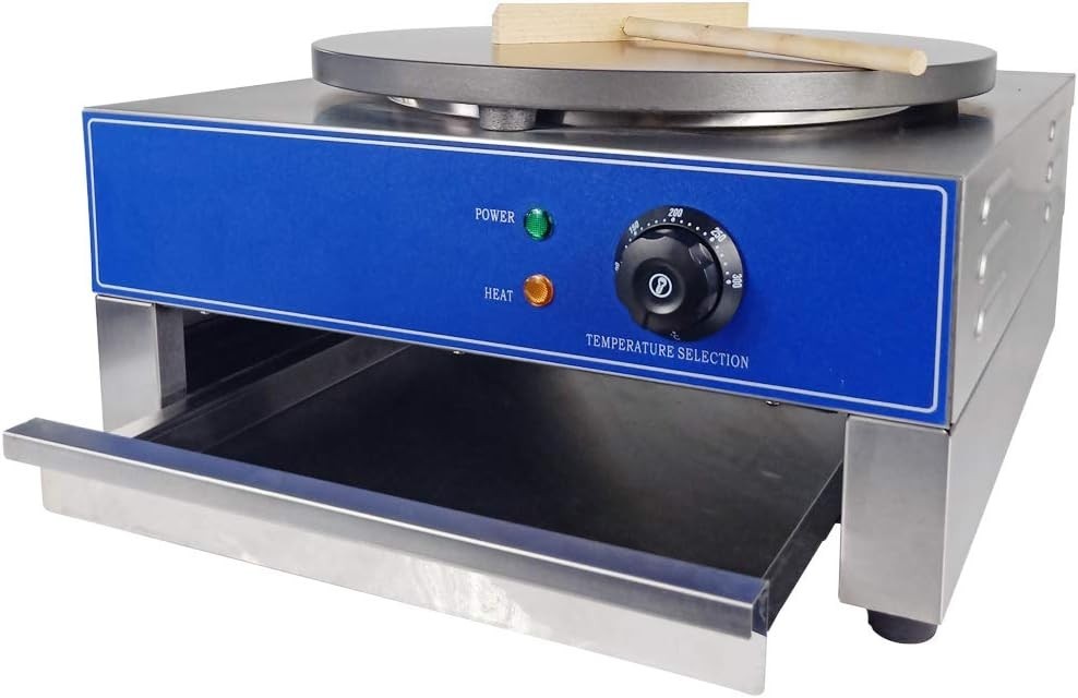 16" Commercial Crepe Maker 3KW Non-Stick Hot Plate 50-300°C Temp Control