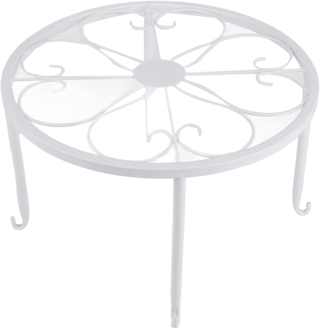 White Metal Plant Stand Round Iron Flower Pot Holder Indoor Outdoor Balcony