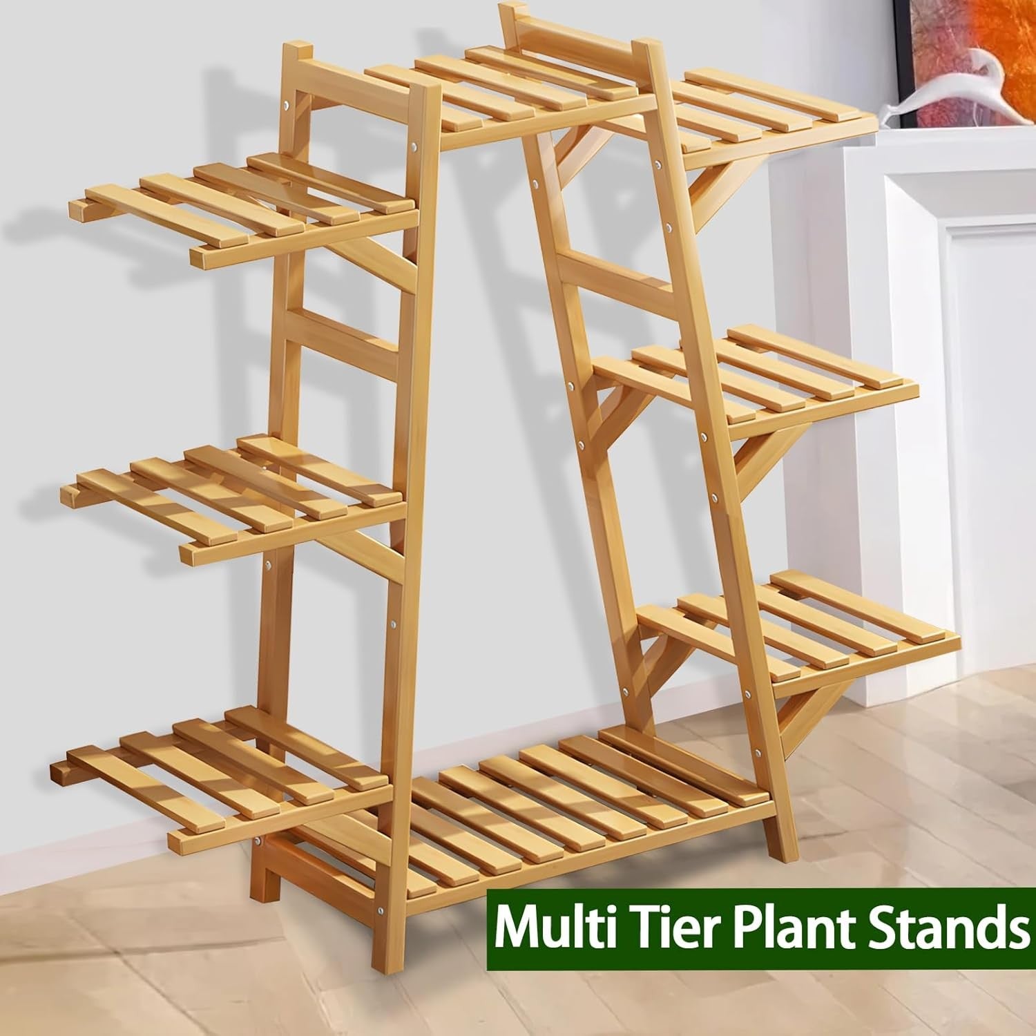 5 Tier Bamboo Plant Stand Indoor Corner Shelf Multi-Level Flower Rack