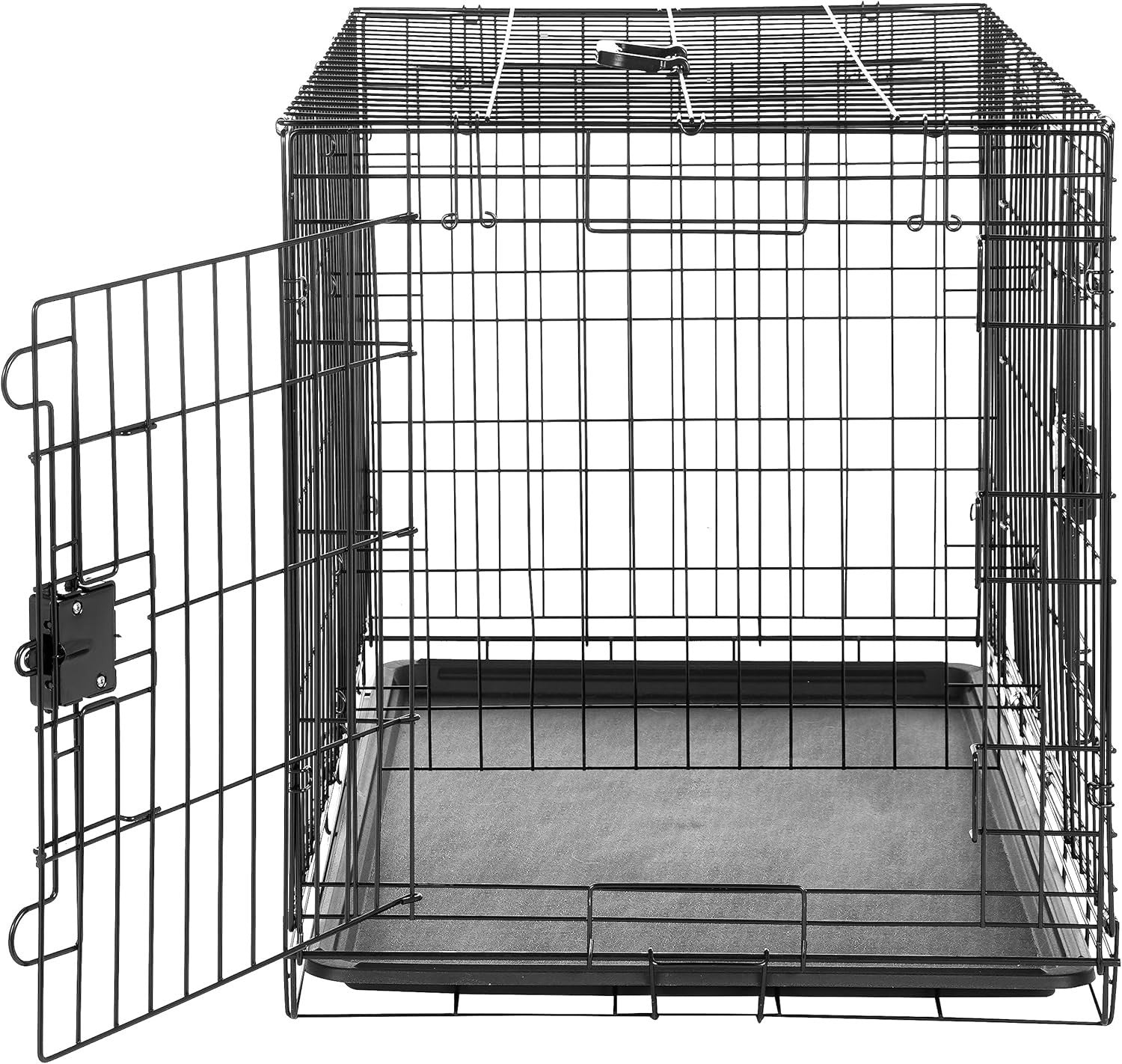 Large Double Door Foldable Metal Dog Crate Cage with Divider & Tray 91cm