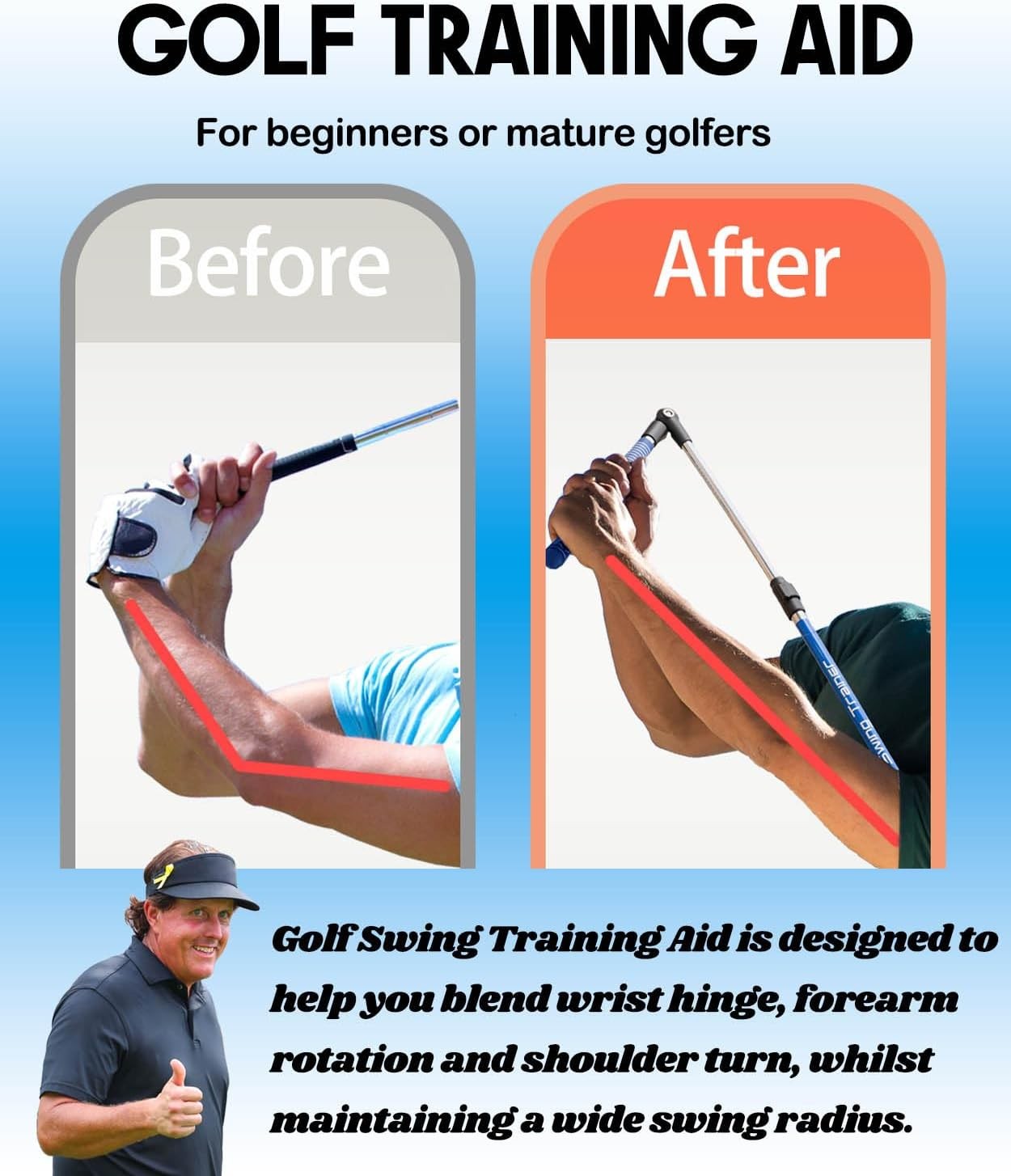 Golf Swing Trainer Hinge Rotation Grip Collapsible Aid