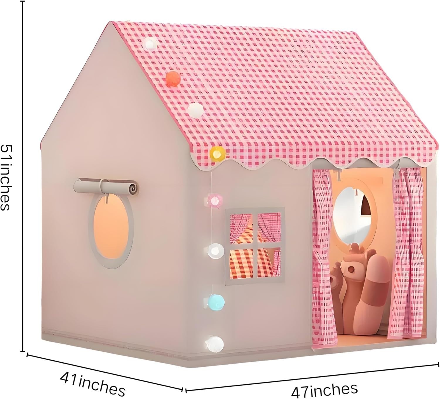 Pink Kids Play Tent with Star Lights Indoor Outdoor Princess Teepee