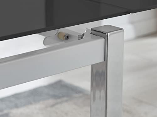 Extending Glass Dining Table 110-170cm Black Modern Rectangular (Table Only)