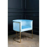 Blue Velvet Accent Chair Gold Steel Frame Art Deco Tub Armchair Lounge Seat