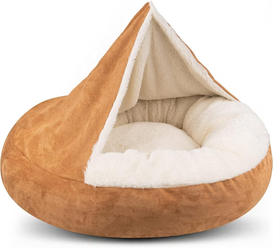 Large Hooded Donut Dog Bed 77x77x20cm Washable