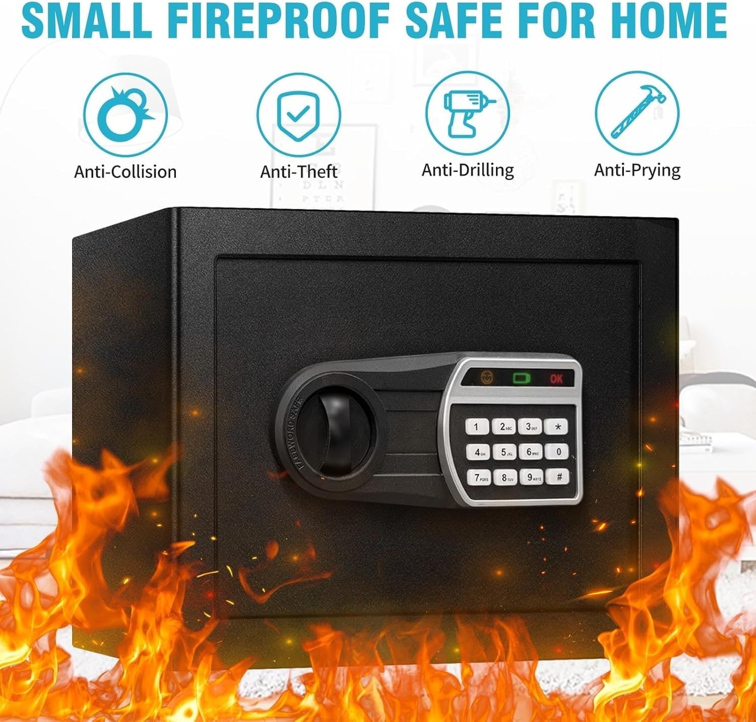35L Fireproof Safe Box Digital Keypad Security Safe with LED Light