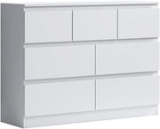 White Chest of 7 Drawers Modern Bedroom Storage Cabinet Sleek Design