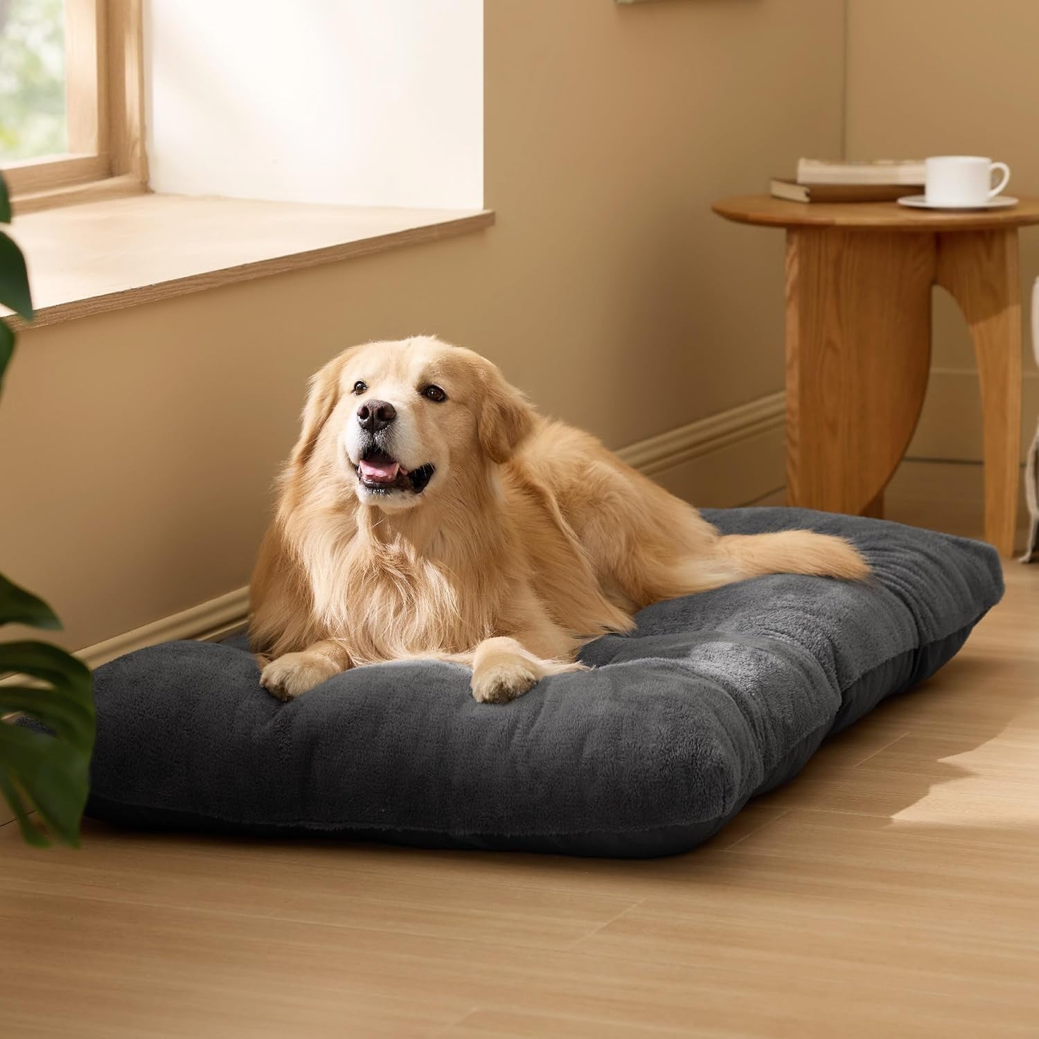 XXL Dog Crate Bed 119x74cm Washable Calming Mattress Grey
