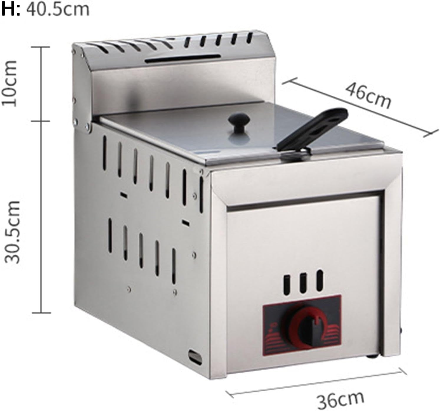 LPG Gas Deep Fryer 6L Stainless Steel Countertop Adjustable Heat