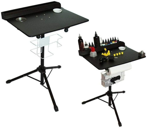 Tattoo Workstation Table Portable Adjustable Height Tripod Desk Tool Tray