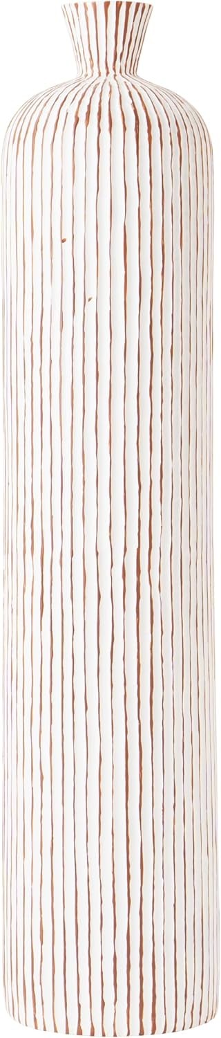 Tall White Floor Vase 85cm Modern Textured Living Room Corner Decor
