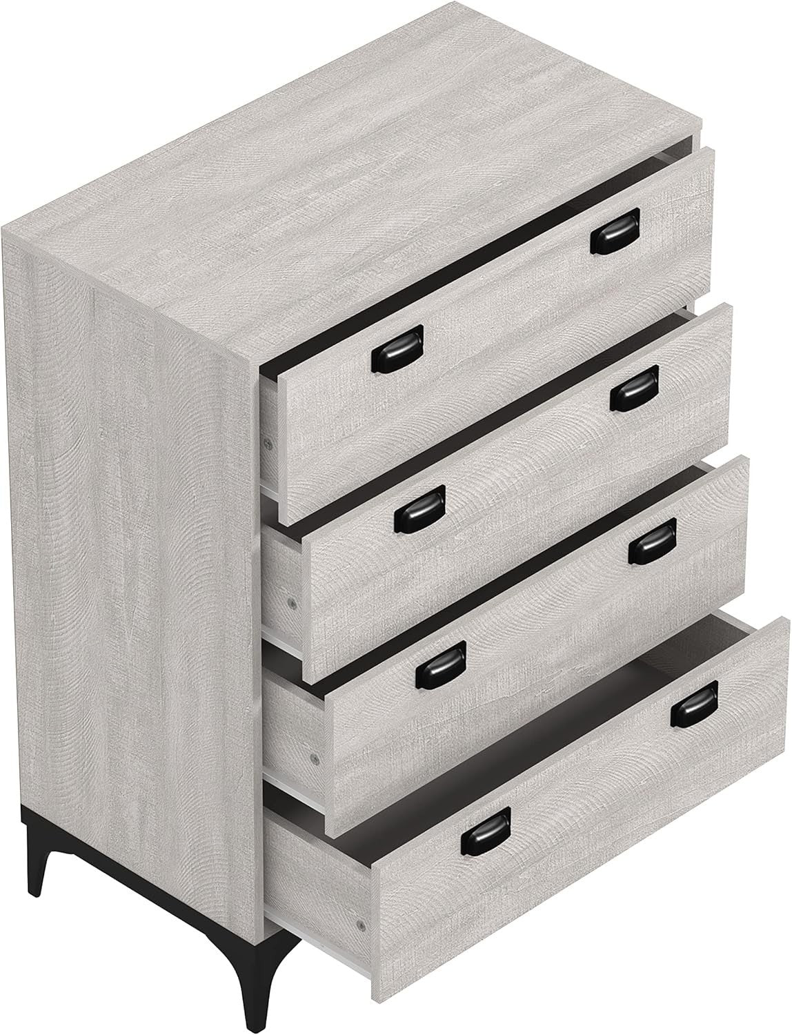 4 Drawer Chest Dusty Grey Oak Bedroom Storage Cabinet Modern Tall Unit