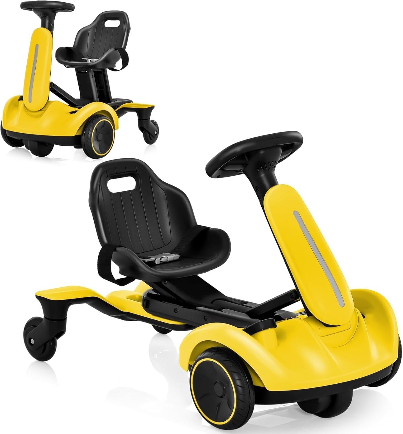 Kids Electric Racing Kart 6V 360° Drift Car Adjustable Seat Yellow 3-8Y