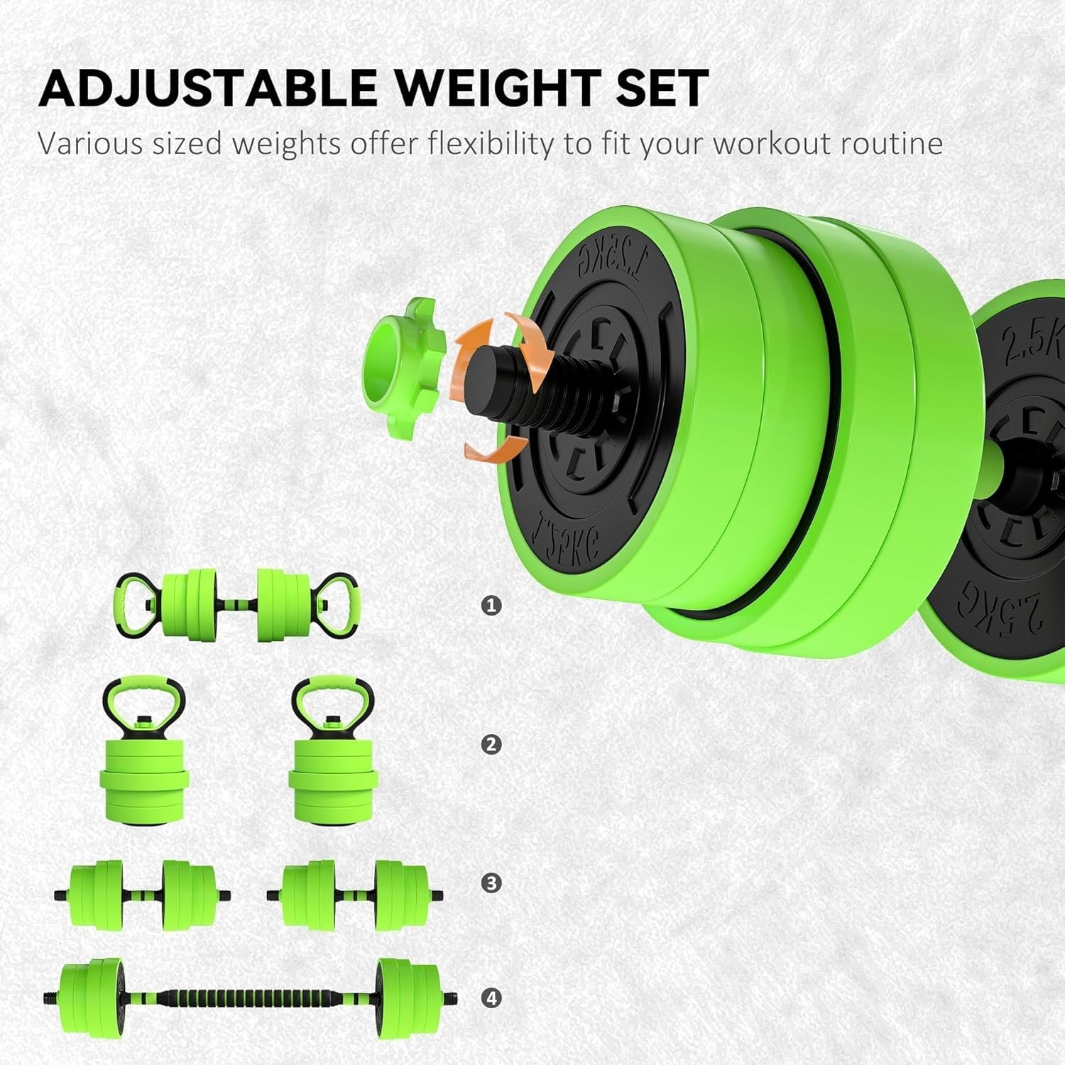 30kg 6-in-1 Adjustable Home Gym Weights Dumbbell Barbell Kettlebell Set