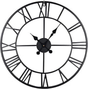 Extra Large 78cm Metal Roman Numeral Wall Clock Silent Open Face Vintage Black