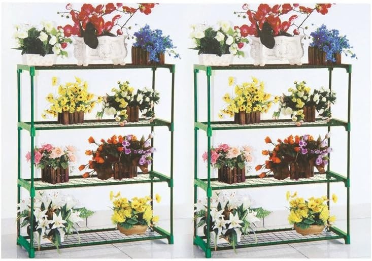 4 Tier Greenhouse Shelving Unit 2 Pack | Heavy Duty Steel Frame
