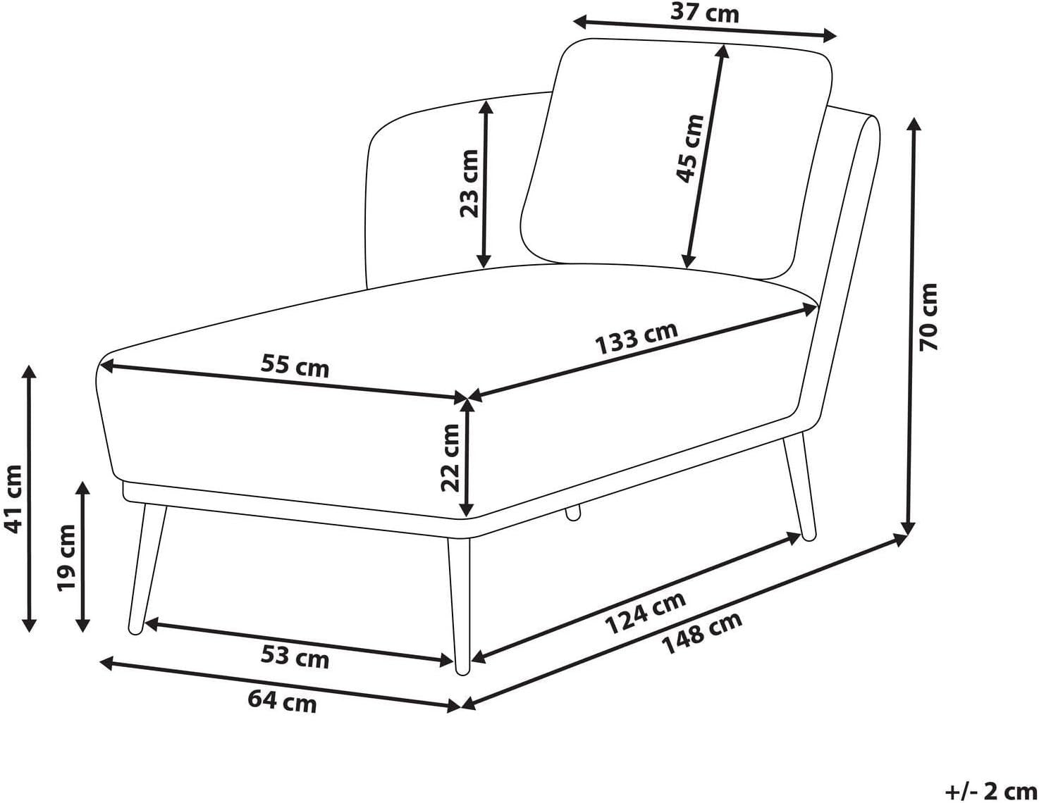 Retro Style Grey Polyester Chaise Lounge with Cushion & Metal Legs