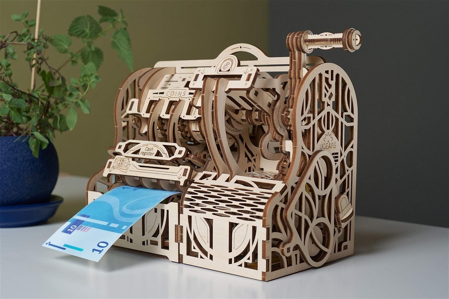 Mechanical 3D Wooden Cash Register Puzzle Kit with Money Storage Box