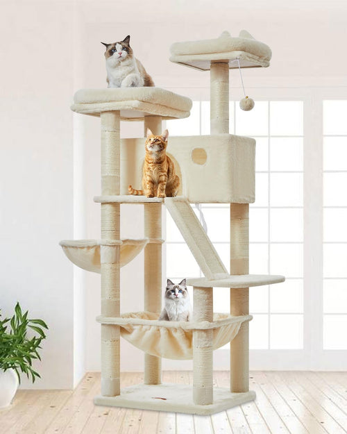 146cm Cat Tree Tower Multi Level Scratching Post Indoor with Hammock