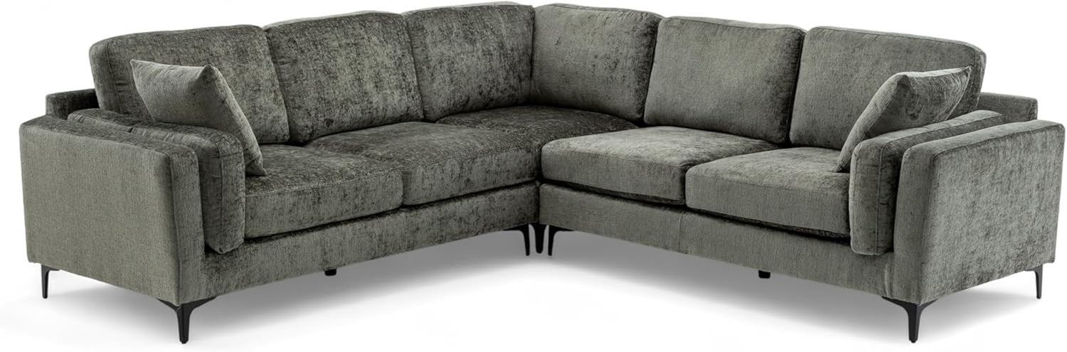 Modern 5-Seater L Shaped Corner Sofa Chenille Fabric Removable Cushions