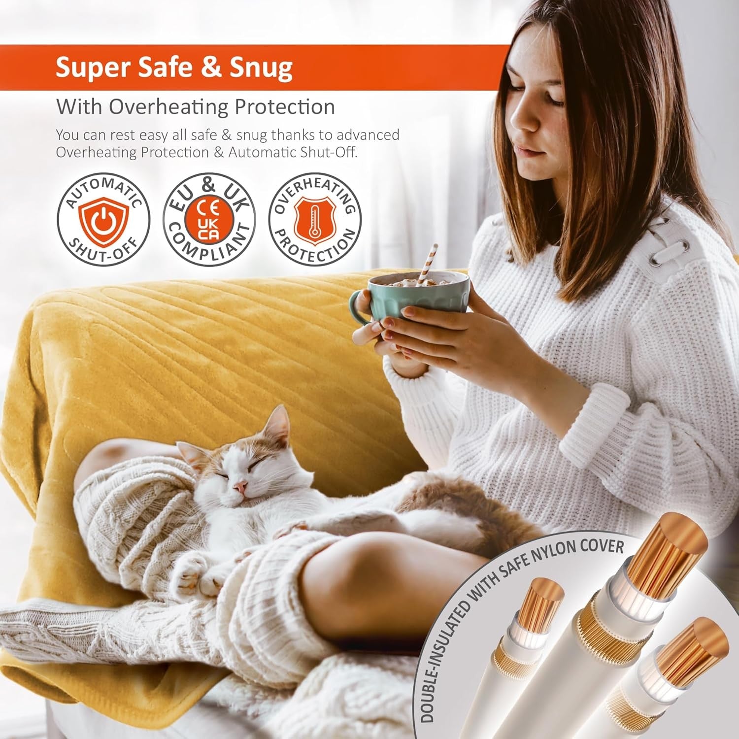 Electric Heated Throw Blanket XL 200x130cm Fleece 9 Timer