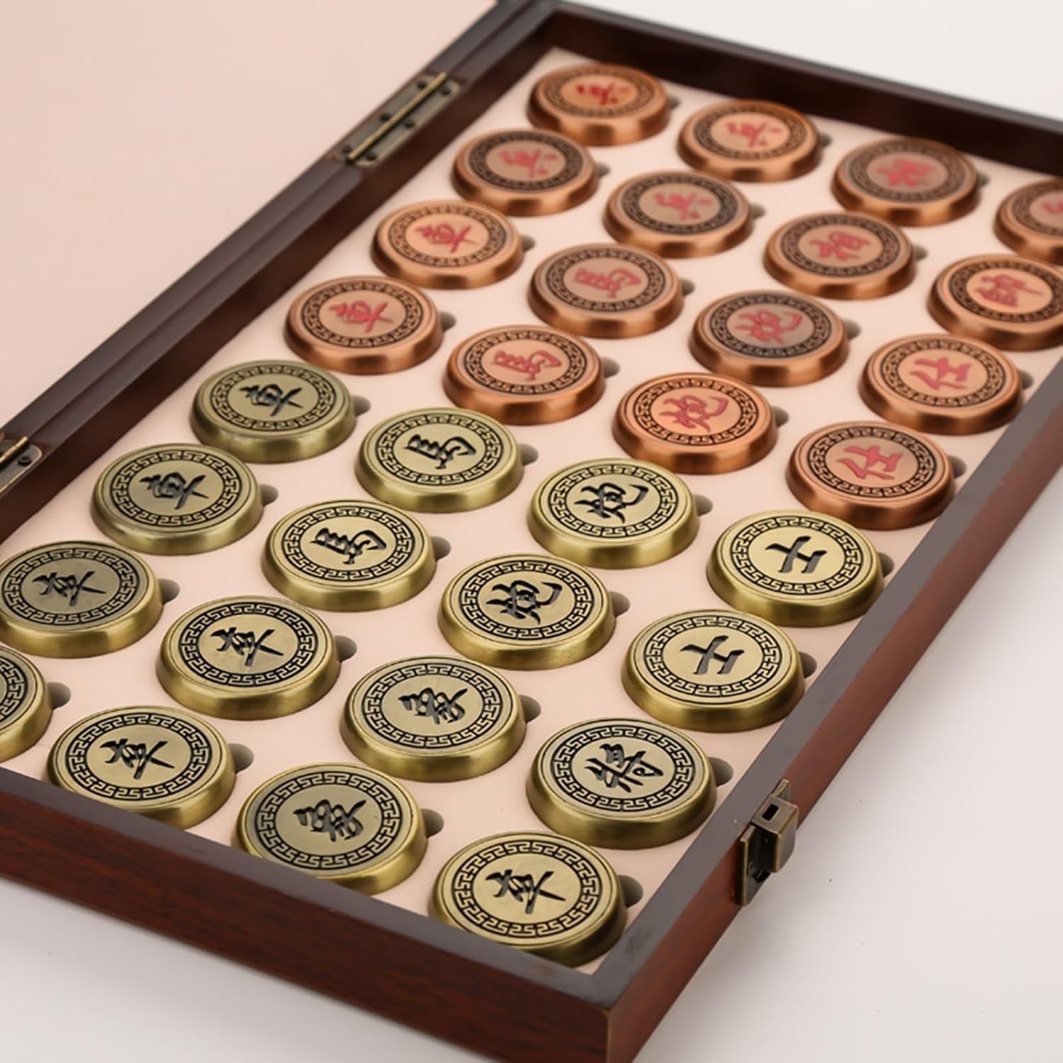 Large Brass Xiangqi Chinese Chess Set Foldable Retro Travel Board